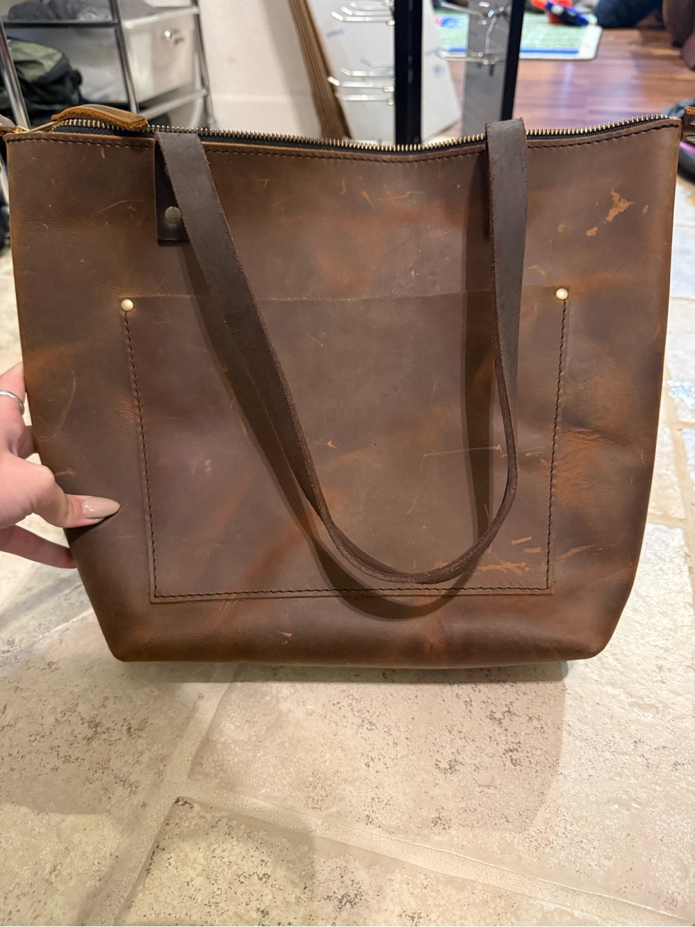 Portland Leather Goods Classic Brown Genuine Leather Purse Shoulder Bag Women's